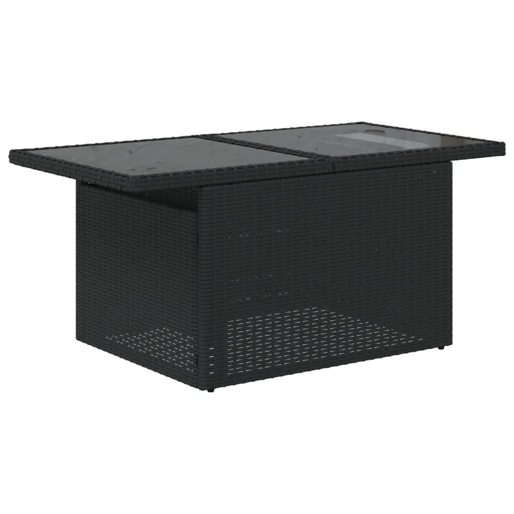Garden Sofa Set PE Rattan Powder-coated Steel 6 Piece Black Outdoor Patio Furniture