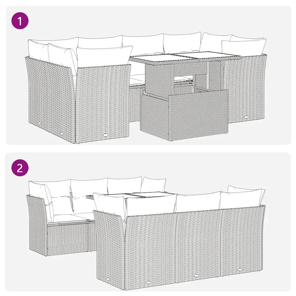 7 Piece Garden Sofa Set Outdoor Furniture Patio Sectional with Cushions Black