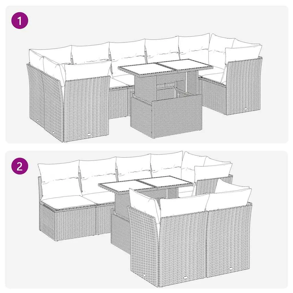 Black 8-Piece Garden Sofa Set with Storage for Outdoor Use