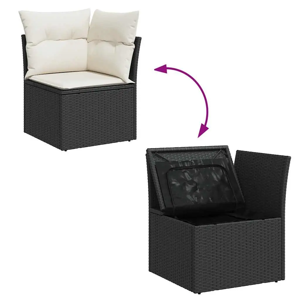 Garden Sofa Set PE Rattan 9 Piece Outdoor Furniture Black
