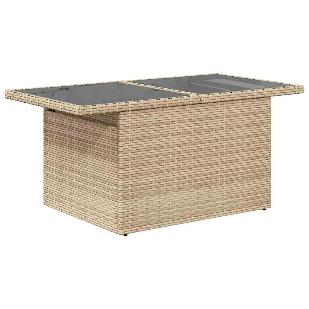 9-Piece Beige Outdoor Sofa Set with Storage