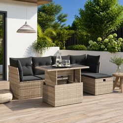 Durable Grey Garden Sofa Set 6 Piece with Cushions