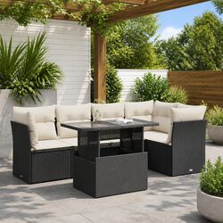 Durable 6 Piece Outdoor Sofa Set in Black Rattan
