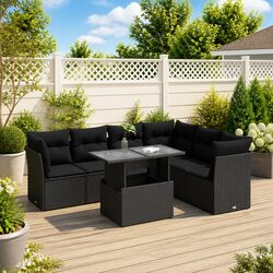 Durable 7 Piece Garden Sofa Set with Cushions