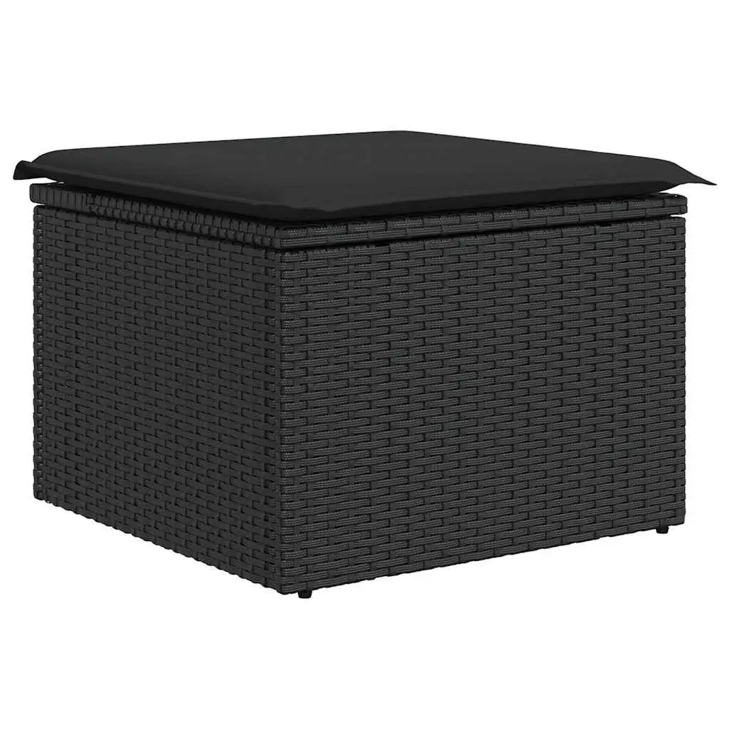 7 Piece Black Garden Sofa Set with Storage Cushions