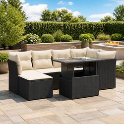 Durable 7-Piece Outdoor Sofa Set with Adjustable Table