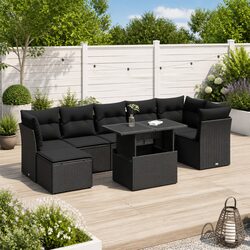 Premium 8-Piece Outdoor Sofa Set with Cushions in Black