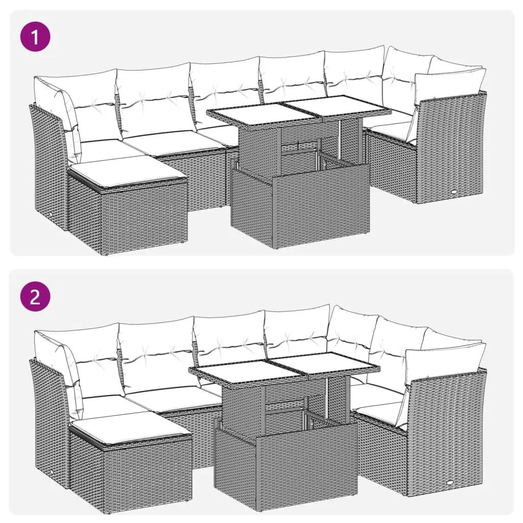 Garden Sofa Set PE Rattan 8 Piece Outdoor Furniture Patio Black with Cushions