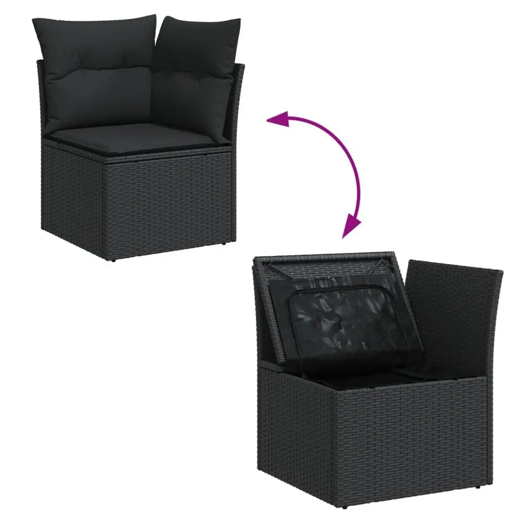 Garden Sofa Set PE Rattan 8 Piece Outdoor Furniture Patio Black with Cushions