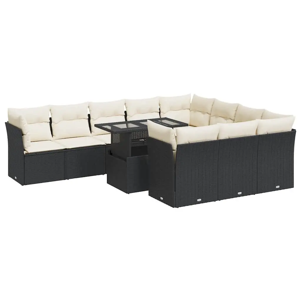 Garden Sofa Set PE Rattan 11 Piece Outdoor Patio Furniture Black