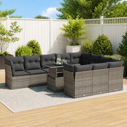 Durable 11-Piece Grey Garden Sofa Set for Outdoors
