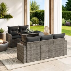 Premium 6-Piece Grey Garden Sofa Set with Storage