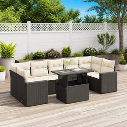 Premium 8-Piece Garden Sofa Set with Storage in Black