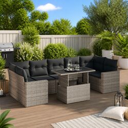Premium 8 Piece Grey Poly Rattan Garden Sofa Set