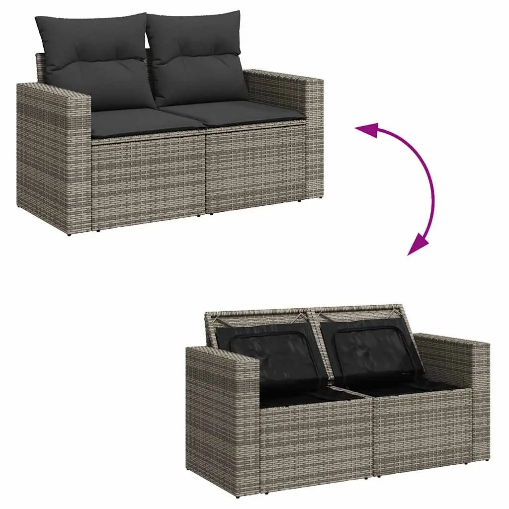Garden Sofa Set PE Poly Rattan 6 Piece Grey Outdoor Furniture Patio Seating
