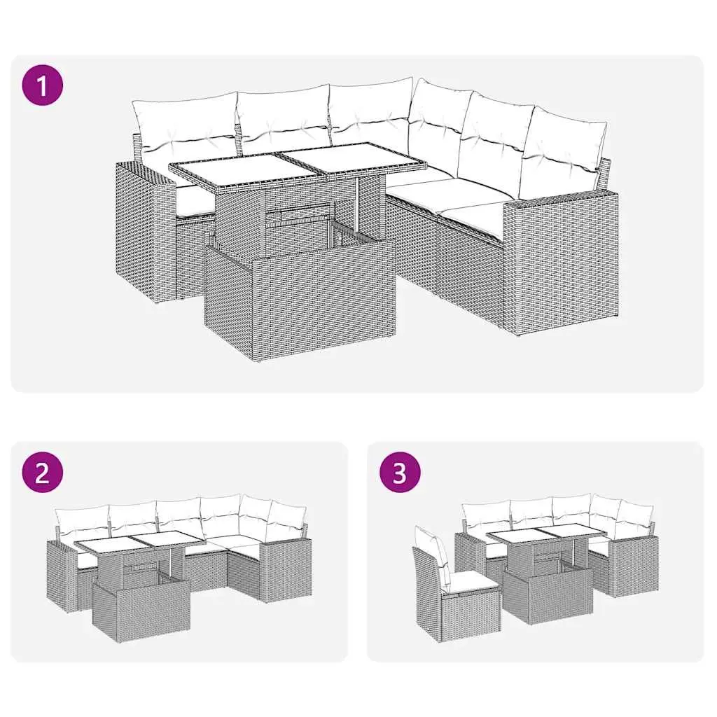 Garden Sofa Set PE Poly Rattan 6 Piece Grey Outdoor Furniture Patio Seating