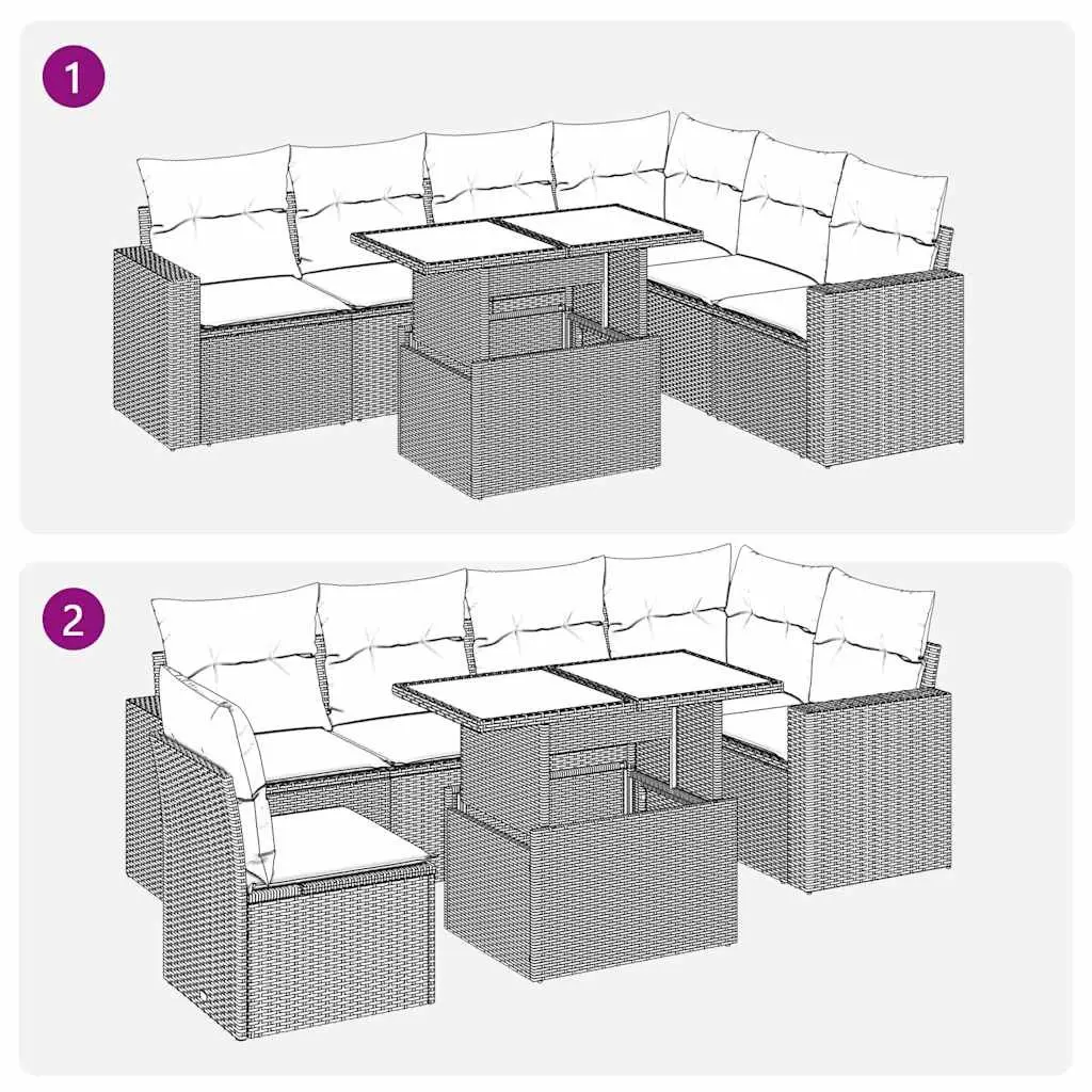 7 Piece Outdoor Patio Furniture Set with Cushions