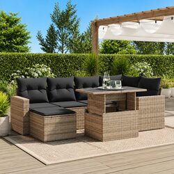 7-Piece Garden Sofa Set in Grey Poly Rattan