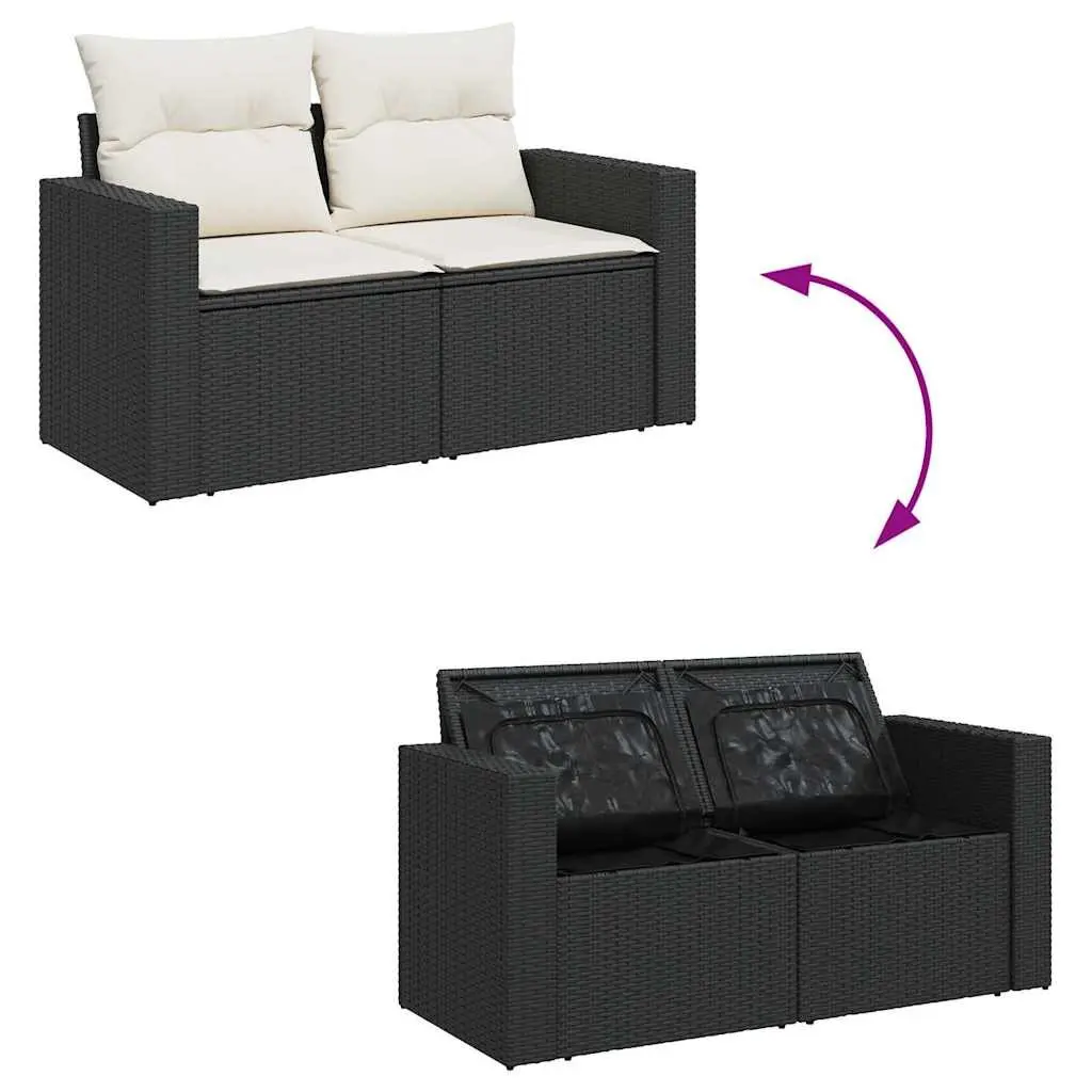 10 Piece Garden Sofa Set PE Rattan Steel Frame Black Outdoor Furniture