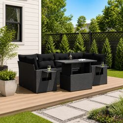 High-Quality 7-Piece Outdoor Patio Sofa Set in Black
