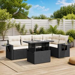 Durable 6 Piece Garden Sofa Set with Cushions Storage