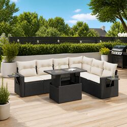 Durable 7 Piece Garden Sofa Set with Cushions