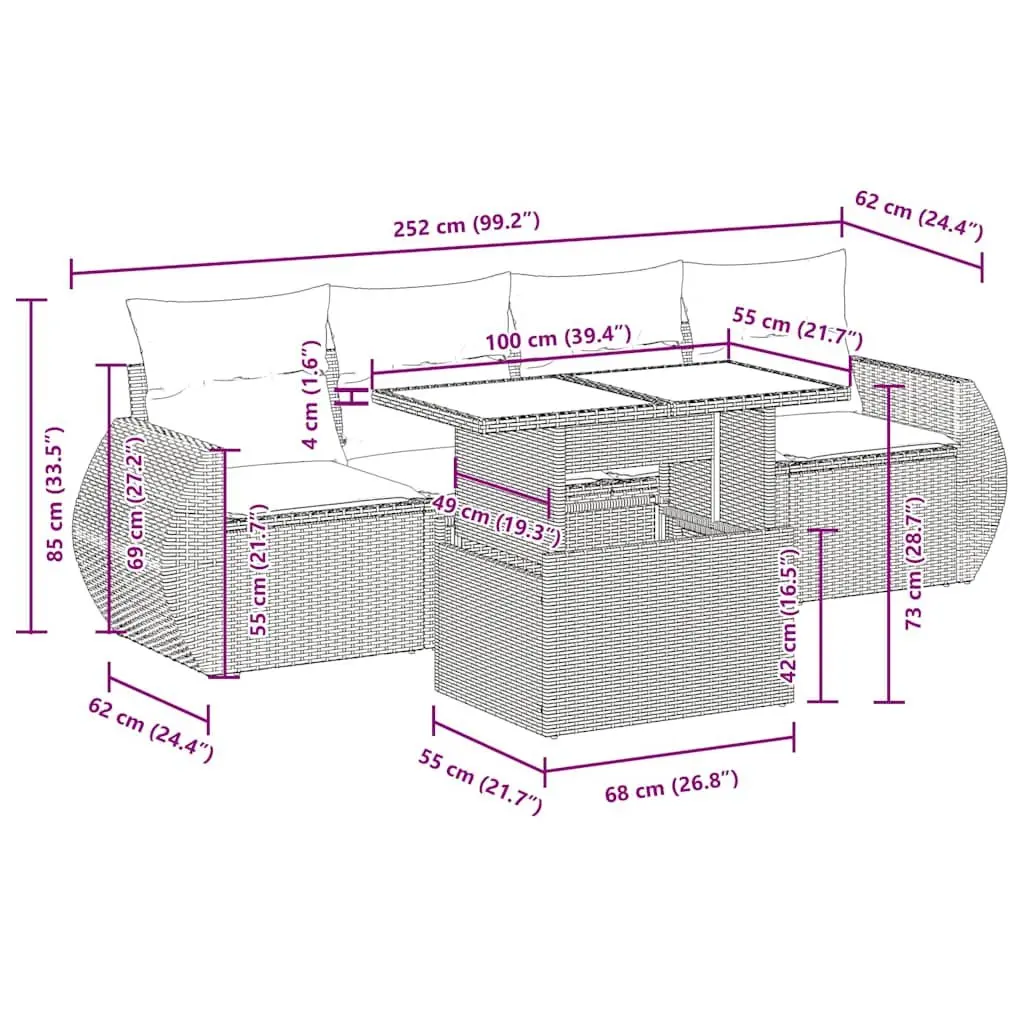 5-Piece Garden Sofa Set for Outdoor Relaxation