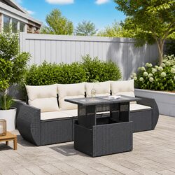 5 Piece Outdoor Sofa Set with Adjustable Table and Storage