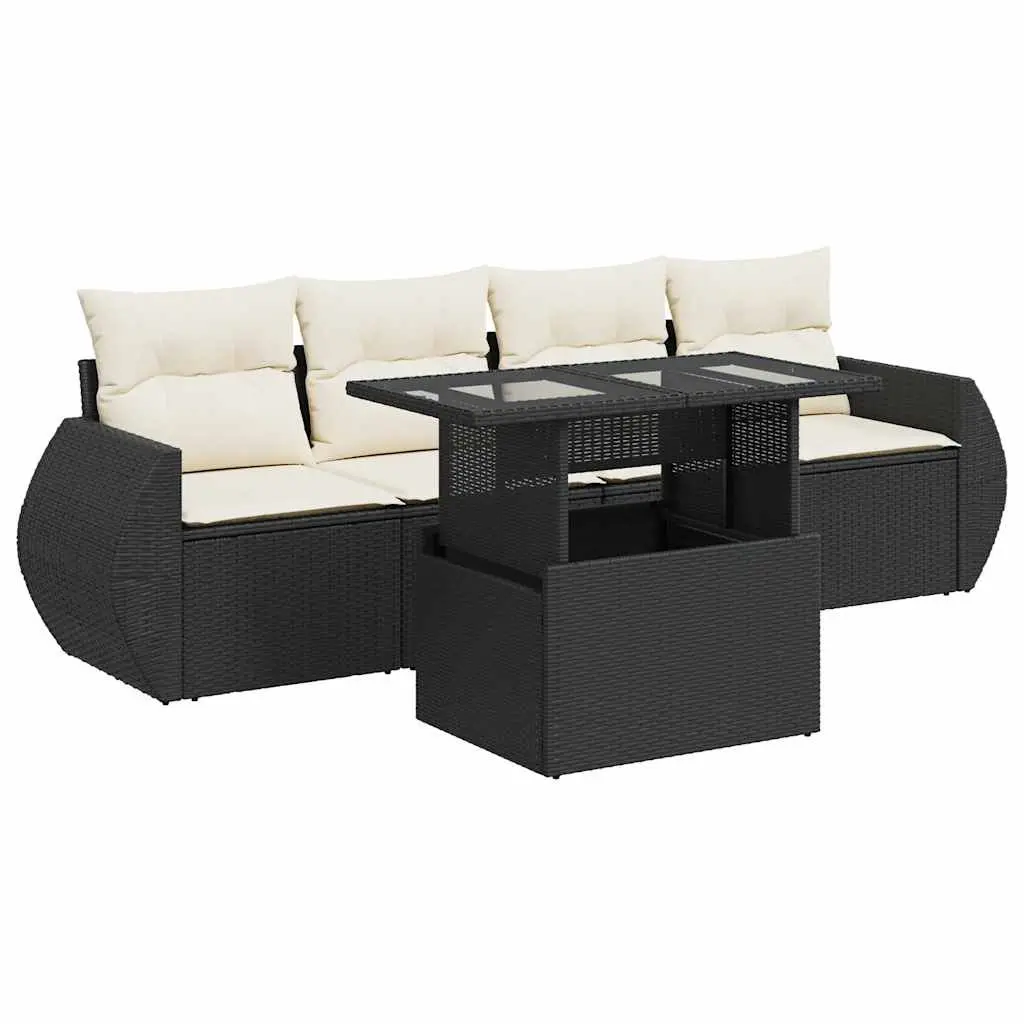 5 Piece Outdoor Sofa Set with Adjustable Table and Storage