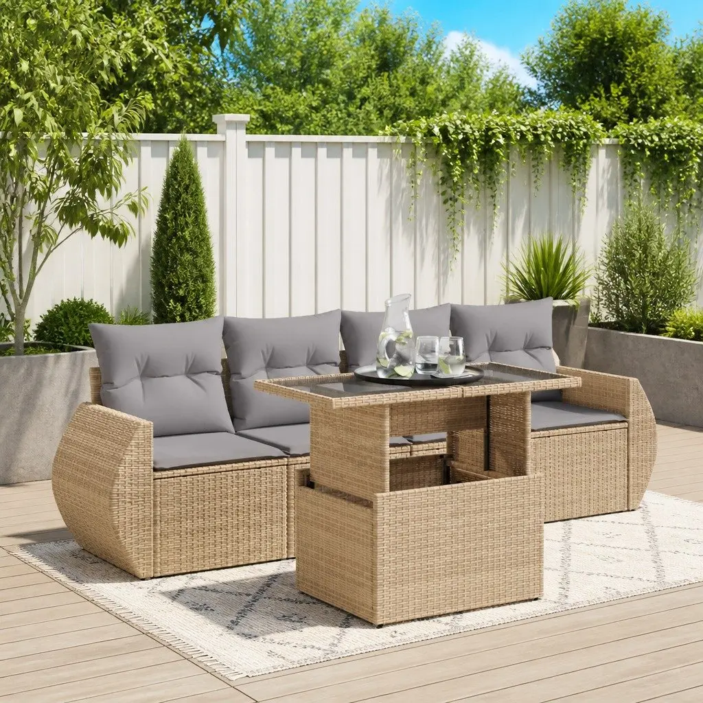 Outdoor Lounge Set with Storage and Adjustable Table