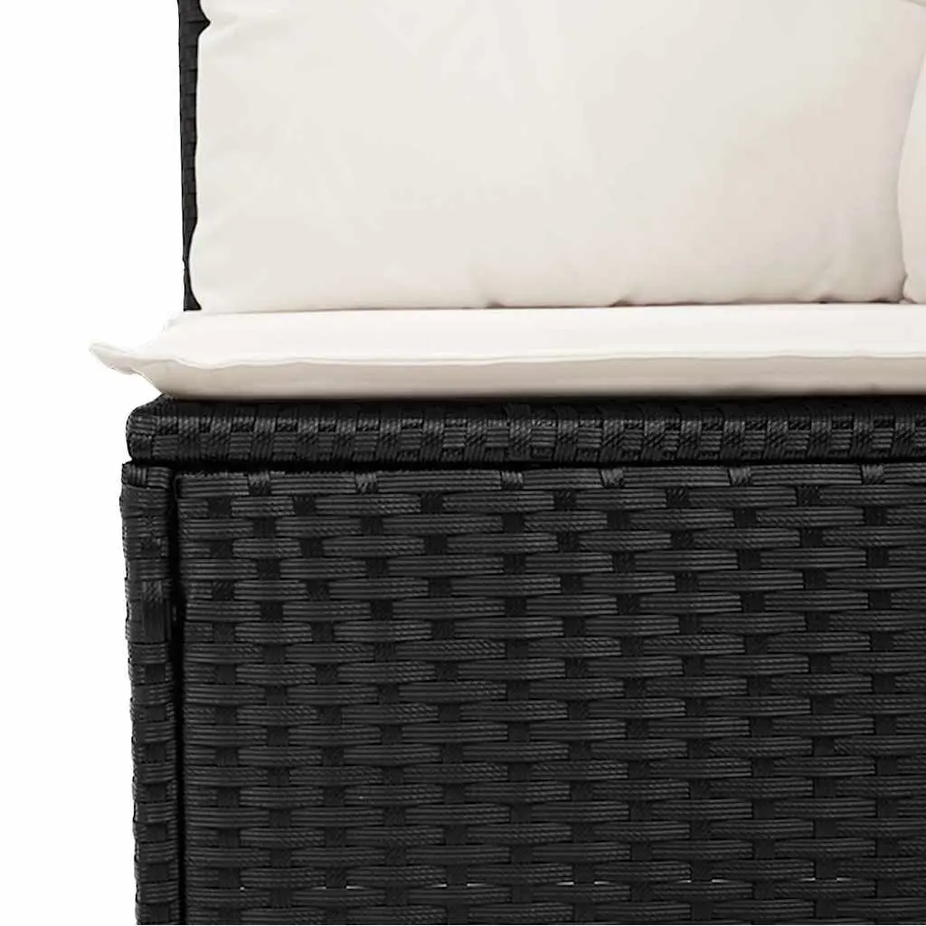 Garden Sofa Set PE Rattan 6 Piece Outdoor Furniture Black