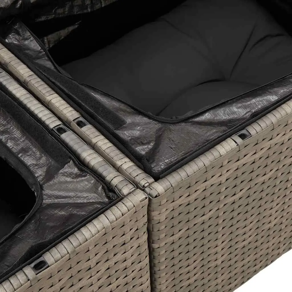 6-Piece Grey Poly Rattan Garden Sofa Set
