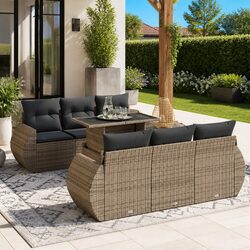 Premium 7 Piece Garden Sofa Set in Grey for Outdoor Use