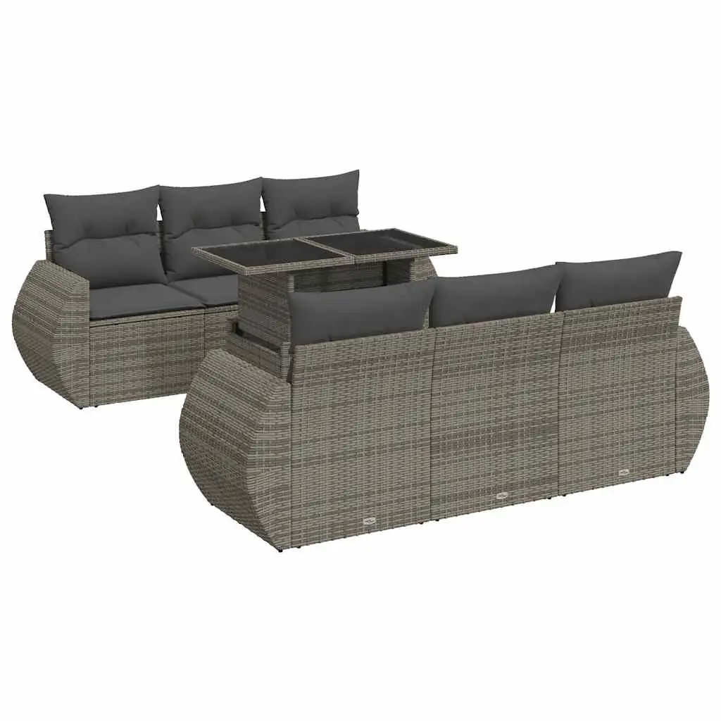 7 Piece Garden Sofa Set in Grey for Outdoor Use