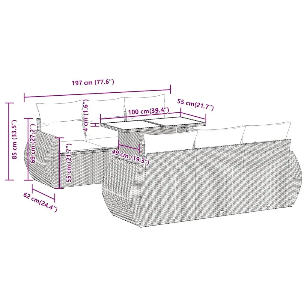 7 Piece Garden Sofa Set in Grey for Outdoor Use