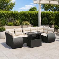 Durable Black Poly Rattan 8 Piece Garden Sofa Set