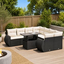 Durable 9-Piece Garden Sofa Set with Cushions & Storage