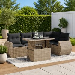 Durable 6 Piece Outdoor Garden Sofa Set with Storage