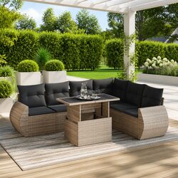 Durable 7 Piece Grey Outdoor Garden Sofa Set