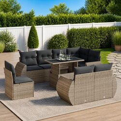 Durable 9 Piece Outdoor Garden Sofa Set with Cushions