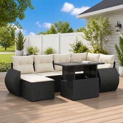 Durable 7 Piece Garden Sofa Set with Cushions Storage