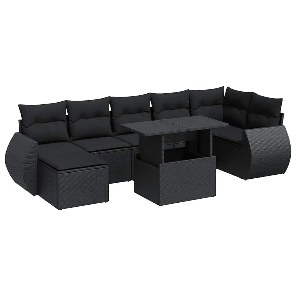 8-Piece Black Garden Sofa Set for Outdoor Spaces