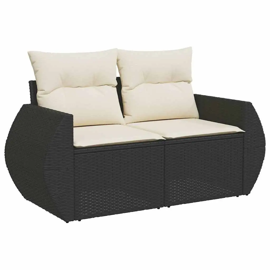 Garden Sofa Set PE Rattan 10 Piece Modular Outdoor Furniture Black