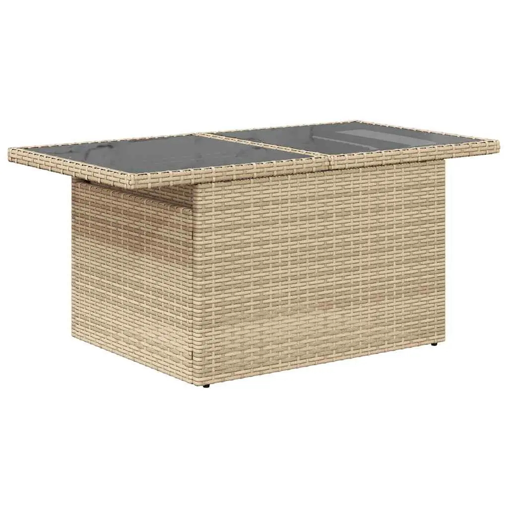 10 Piece Garden Sofa Set in Beige Poly Rattan