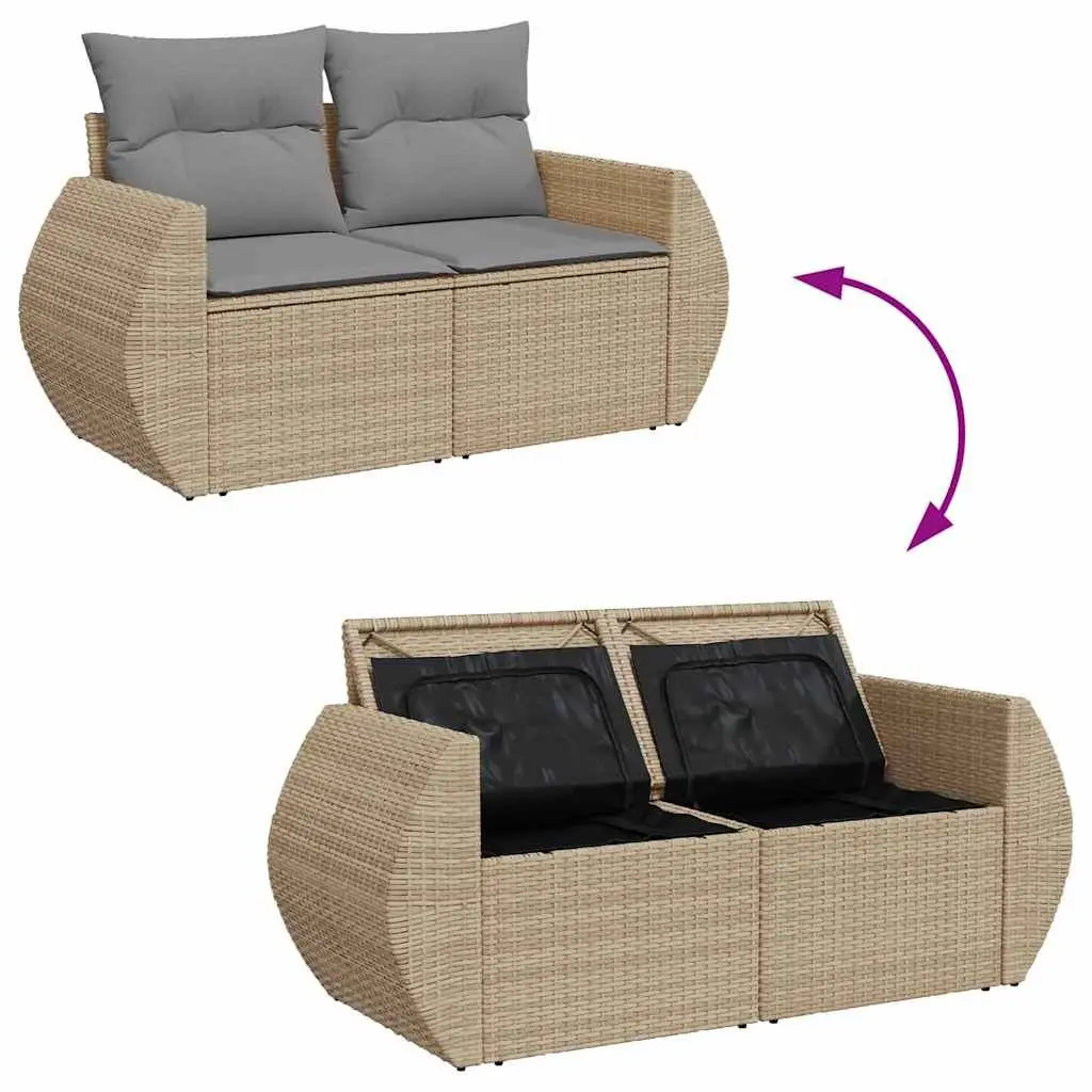 Beige 11 Piece Outdoor Garden Sofa Set with Storage