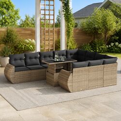 Grey Modular 11-Piece Garden Sofa Set for Outdoor Use