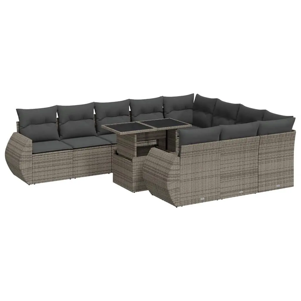 Garden Sofa Set PE Rattan 11 Piece Modular Outdoor Furniture Grey