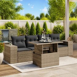 Premium Grey Poly Rattan 5-Piece Garden Sofa Set