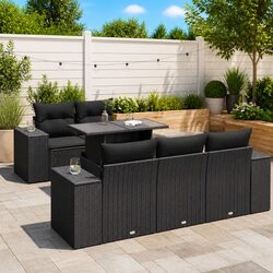 Premium 6 Piece Outdoor Garden Sofa Set in Black