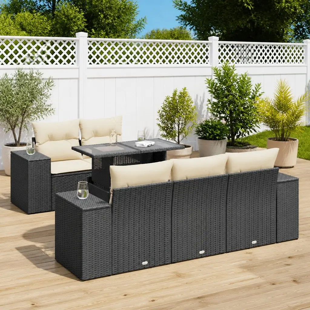 6 Piece Modular Garden Sofa Set Black